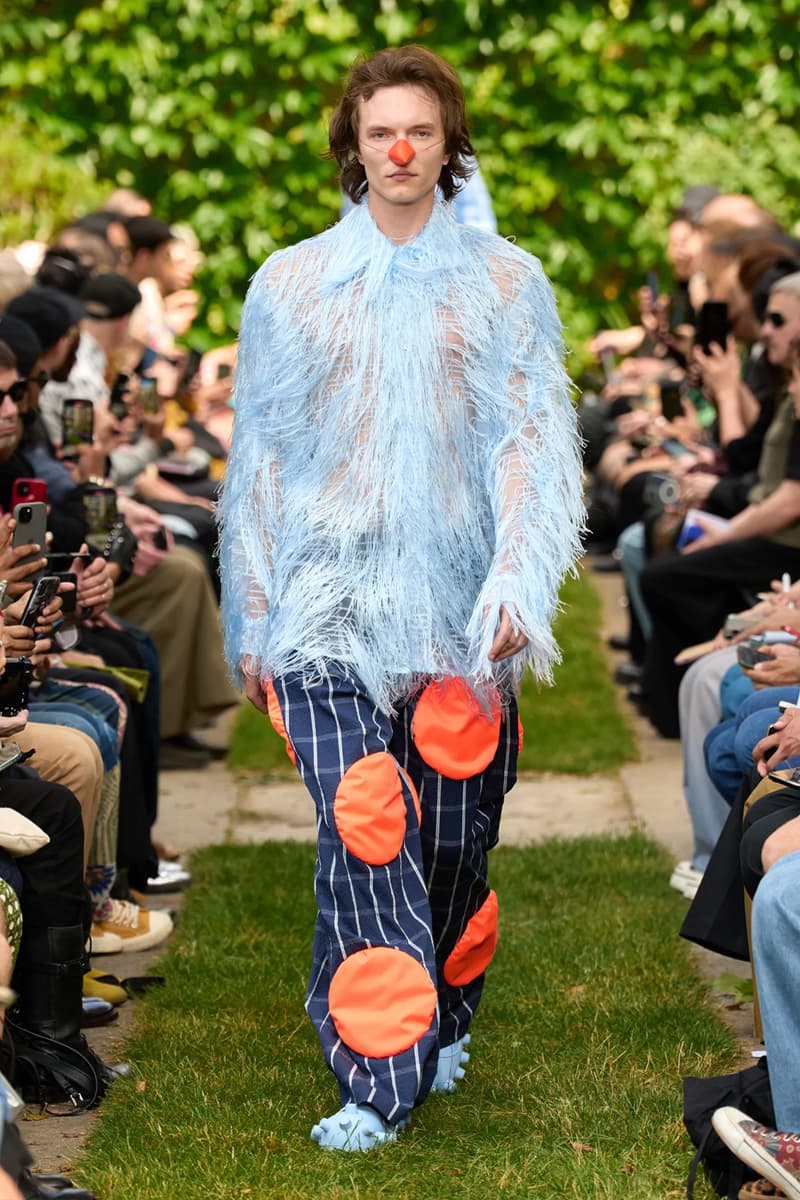 Walter Van Beirendonck Clowns Around for SS25 Collection Paris Fashion Week clown motifs youthful fun roses carnations foliage circus antwerp six