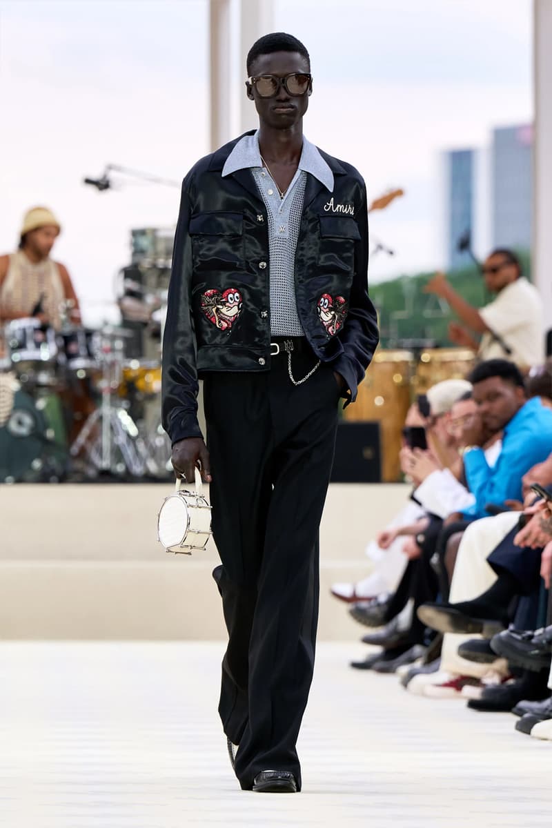 AMIRI SS25 Combines 19th Century Western Tropes Combines Western Tropes With the '70s Jazz Flair paris fashion week collection mike amiri The Yussef Dayes Experience maluma kyle kuzma french montana