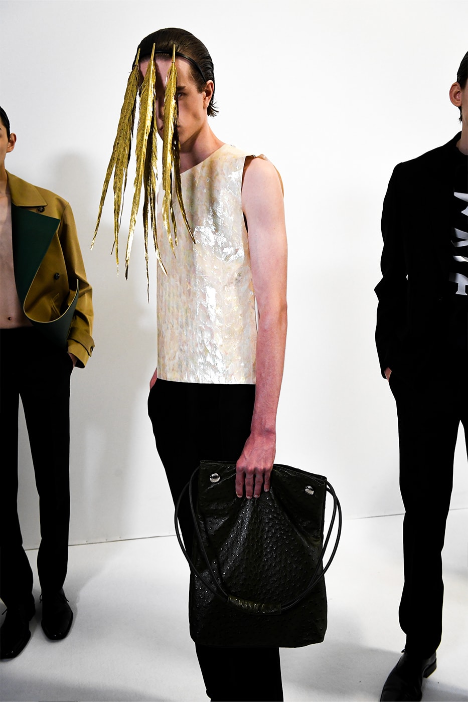 LOEWE SS25 Paris Fashion Week Jonathan Anderson Collection menswear feather radical silhouette opulent lvmh luxury