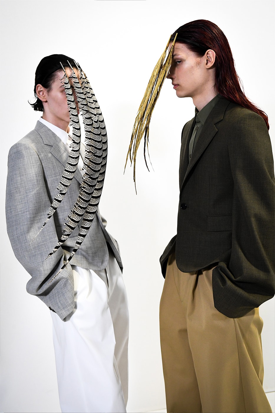 LOEWE SS25 Paris Fashion Week Jonathan Anderson Collection menswear feather radical silhouette opulent lvmh luxury