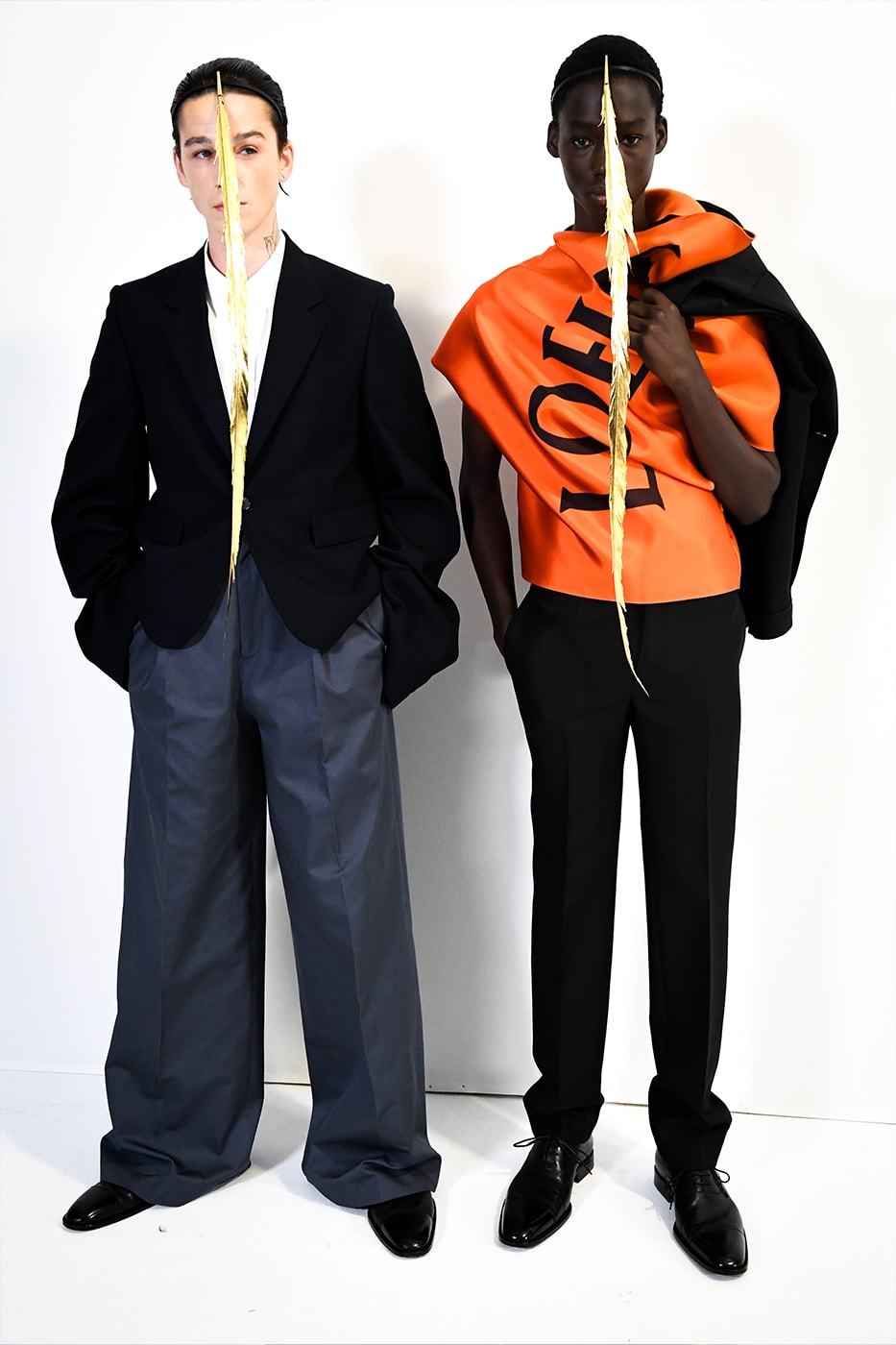 LOEWE SS25 Paris Fashion Week Jonathan Anderson Collection menswear feather radical silhouette opulent lvmh luxury