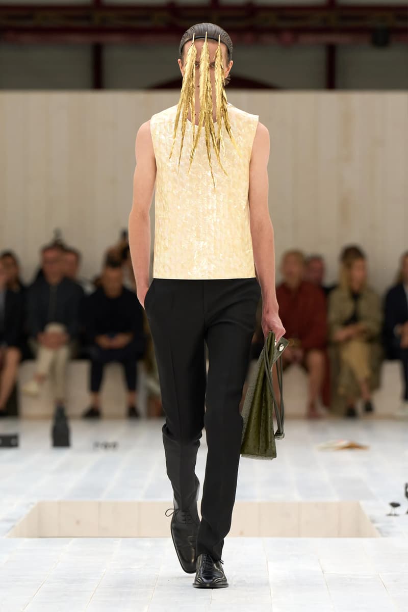 LOEWE SS25 Paris Fashion Week Jonathan Anderson Collection menswear feather radical silhouette opulent lvmh luxury