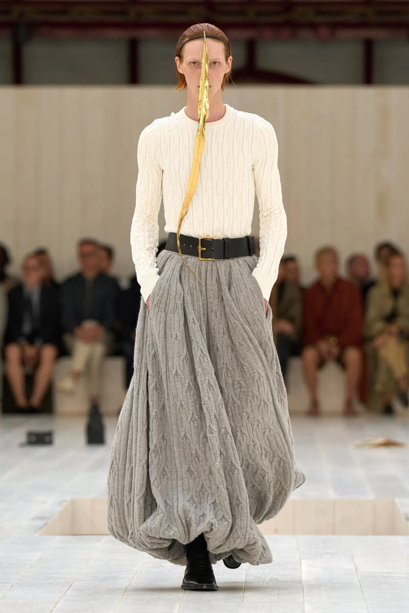 LOEWE SS25 Paris Fashion Week Jonathan Anderson Collection menswear feather radical silhouette opulent lvmh luxury