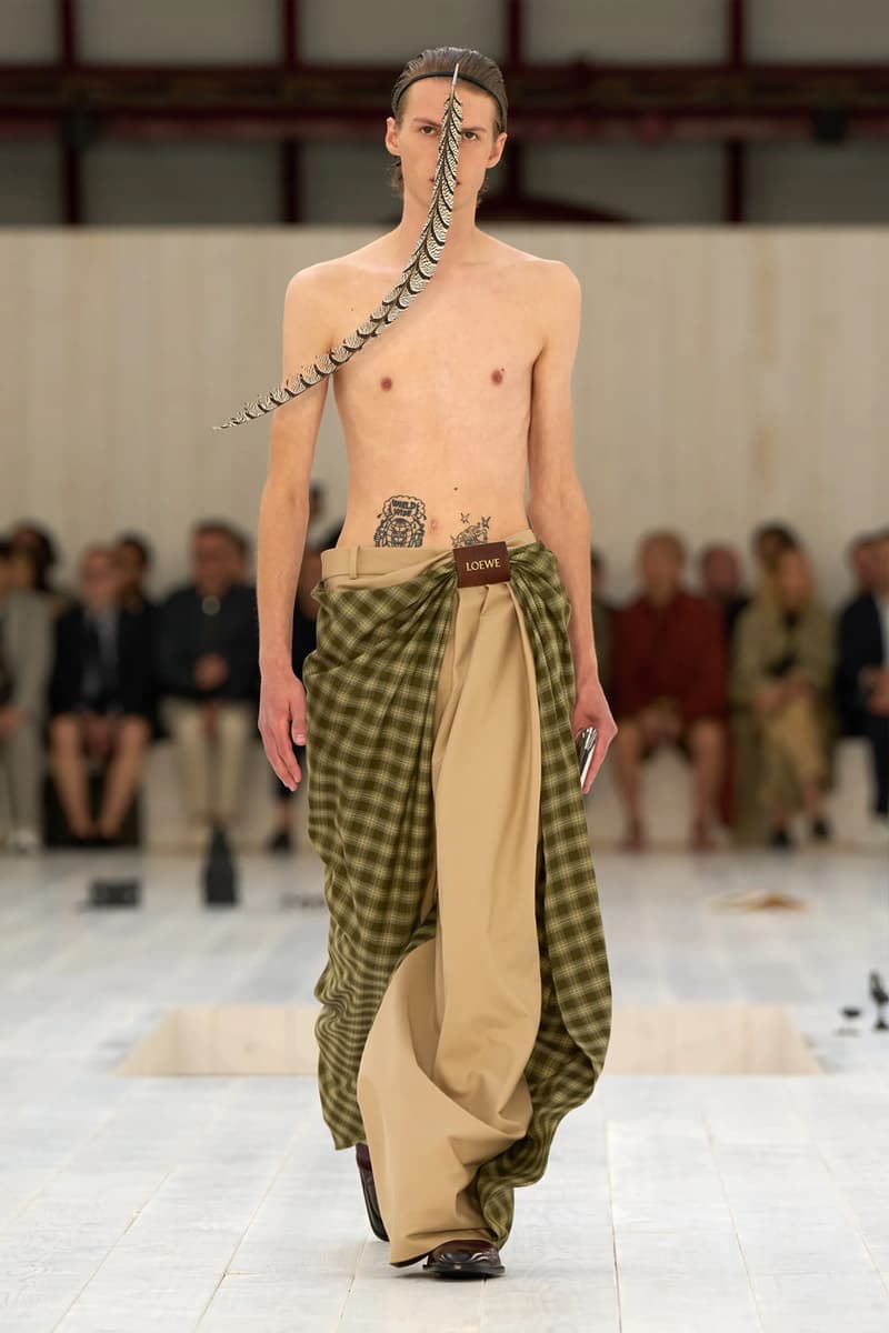 LOEWE SS25 Paris Fashion Week Jonathan Anderson Collection menswear feather radical silhouette opulent lvmh luxury