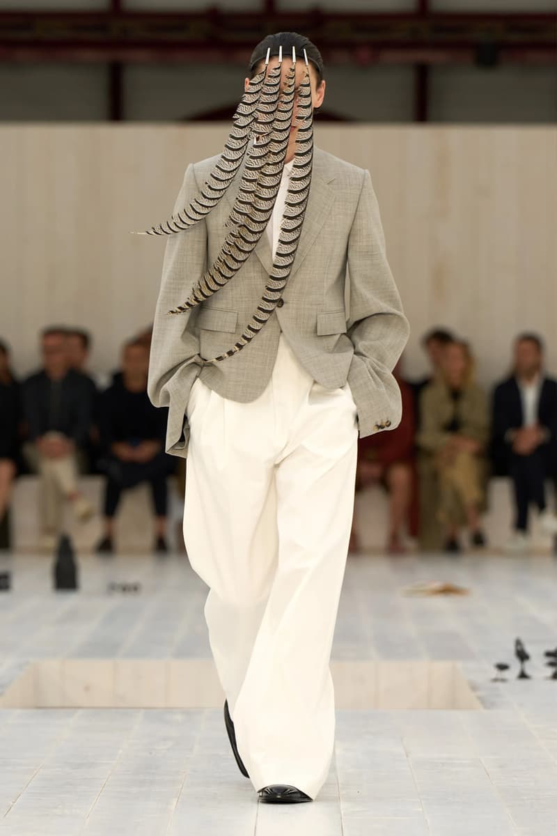 LOEWE SS25 Paris Fashion Week Jonathan Anderson Collection menswear feather radical silhouette opulent lvmh luxury