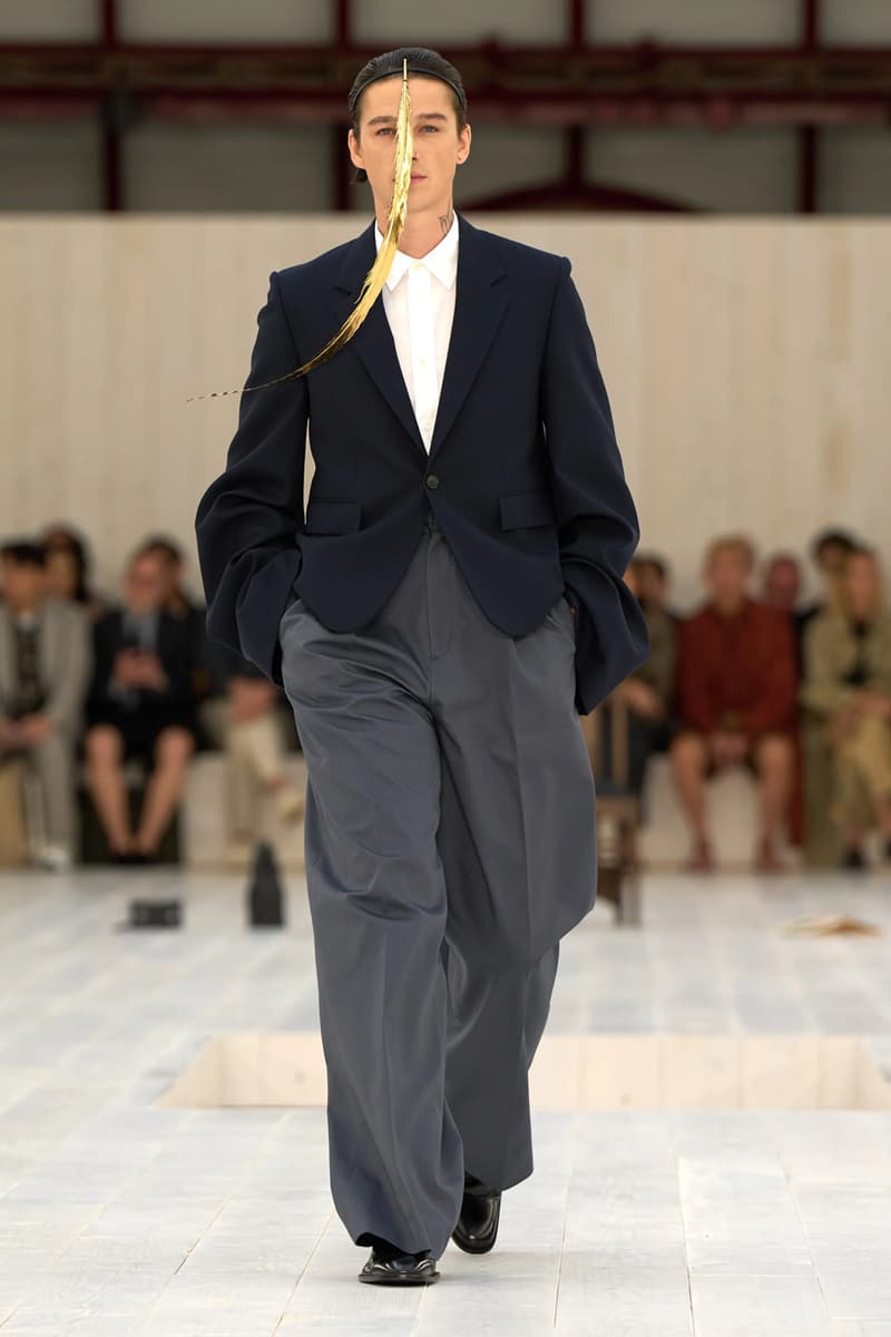 LOEWE SS25 Paris Fashion Week Jonathan Anderson Collection menswear feather radical silhouette opulent lvmh luxury