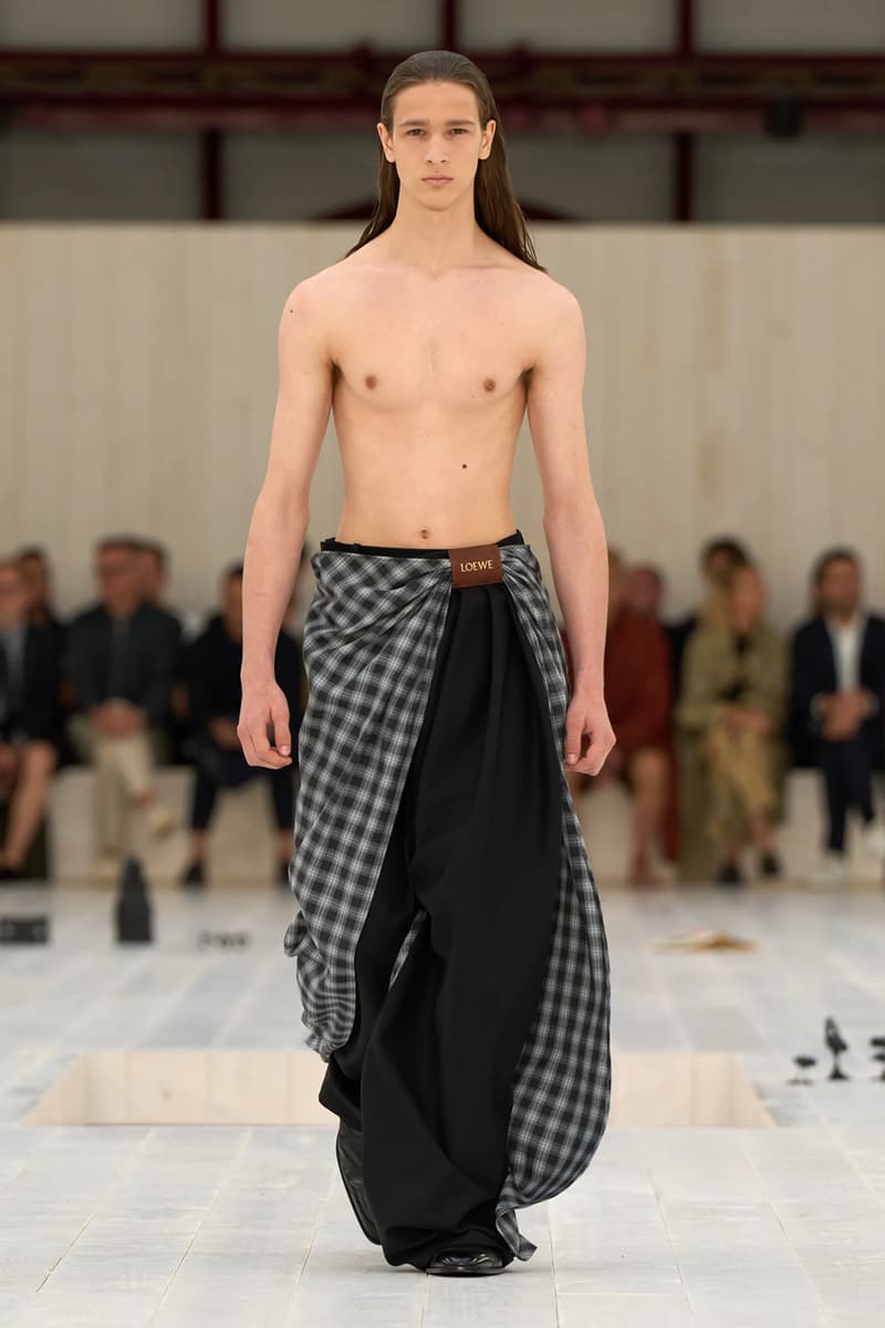 LOEWE SS25 Paris Fashion Week Jonathan Anderson Collection menswear feather radical silhouette opulent lvmh luxury