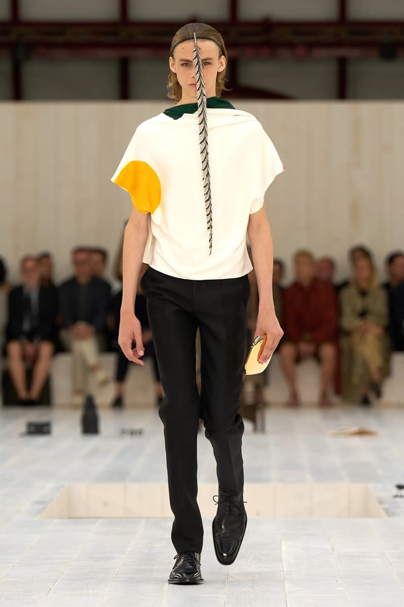 LOEWE SS25 Paris Fashion Week Jonathan Anderson Collection menswear feather radical silhouette opulent lvmh luxury