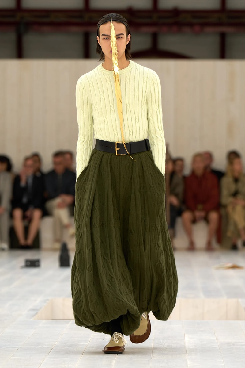 LOEWE SS25 Paris Fashion Week Jonathan Anderson Collection menswear feather radical silhouette opulent lvmh luxury