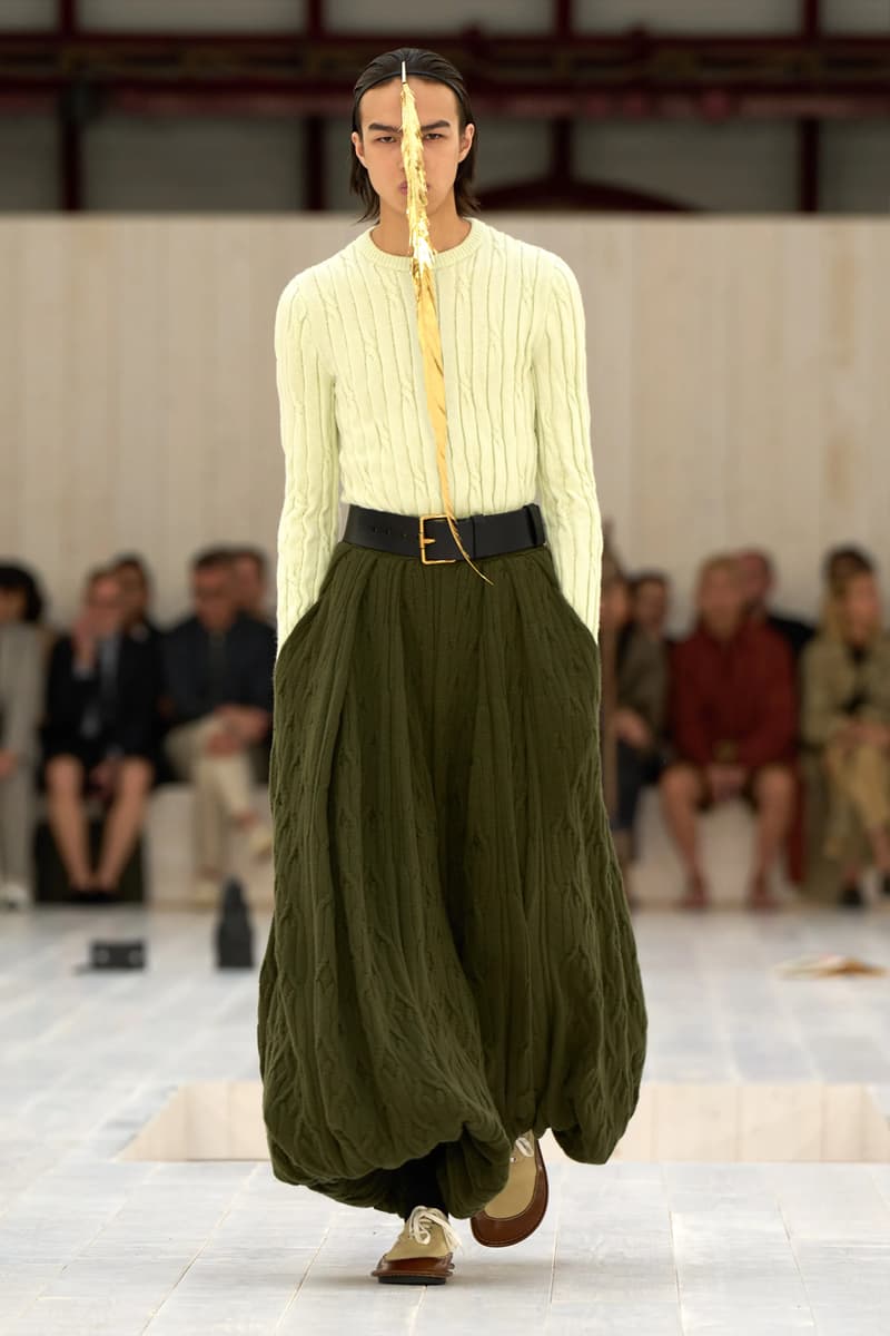 LOEWE SS25 Paris Fashion Week Jonathan Anderson Collection menswear feather radical silhouette opulent lvmh luxury