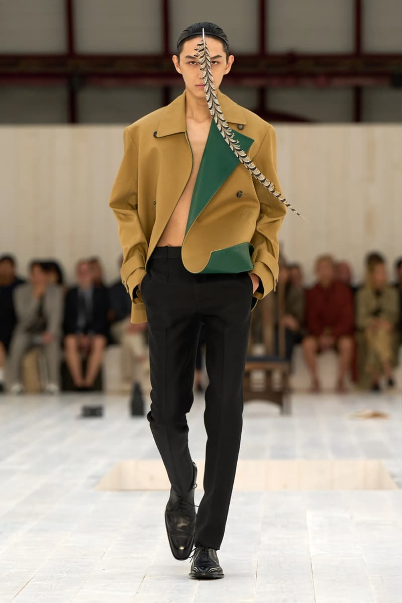 LOEWE SS25 Paris Fashion Week Jonathan Anderson Collection menswear feather radical silhouette opulent lvmh luxury