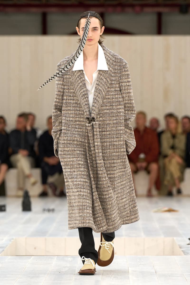 LOEWE SS25 Paris Fashion Week Jonathan Anderson Collection menswear feather radical silhouette opulent lvmh luxury