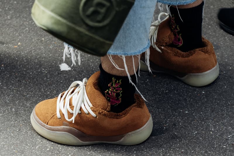 Best Footwear Trends at Paris Fashion Week Men's SS25 adidas wales bonner sambas gazelles nike uptempo shox asics cp company gel kayano new balance dior uggs denim tears