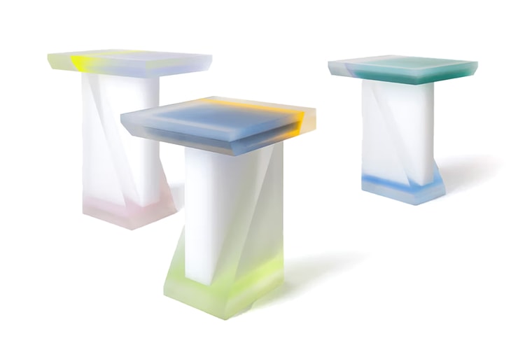Draga & Aurel’s Tables Capture Color and Light With a Frosted Effect