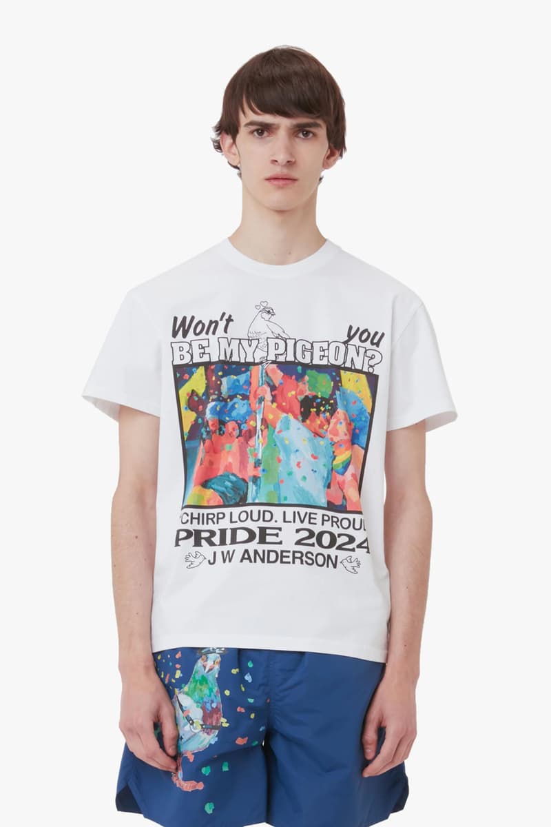 jw anderson pride moth capsule collection 2024 pigeons gay couple tees tanks swim trunks designer 