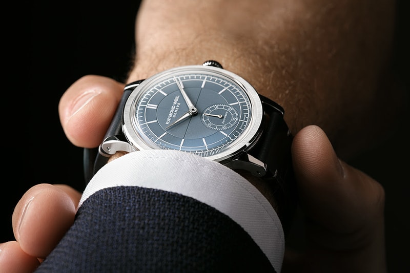 Raymond Weil Millesime Automatic Small Seconds Denim Blue Release Info GPHG challenge prize 2023 RW4251 open caseback navy blue calf leather strap