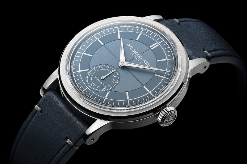 Raymond Weil Millesime Automatic Small Seconds Denim Blue Release Info GPHG challenge prize 2023 RW4251 open caseback navy blue calf leather strap
