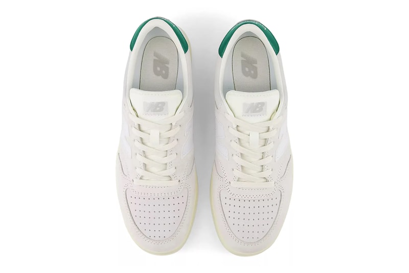 New Balance T500 “Sea Salt/Nori” Release Info retro on-court sneaker style premium pigskin suede nubuck NB logo 