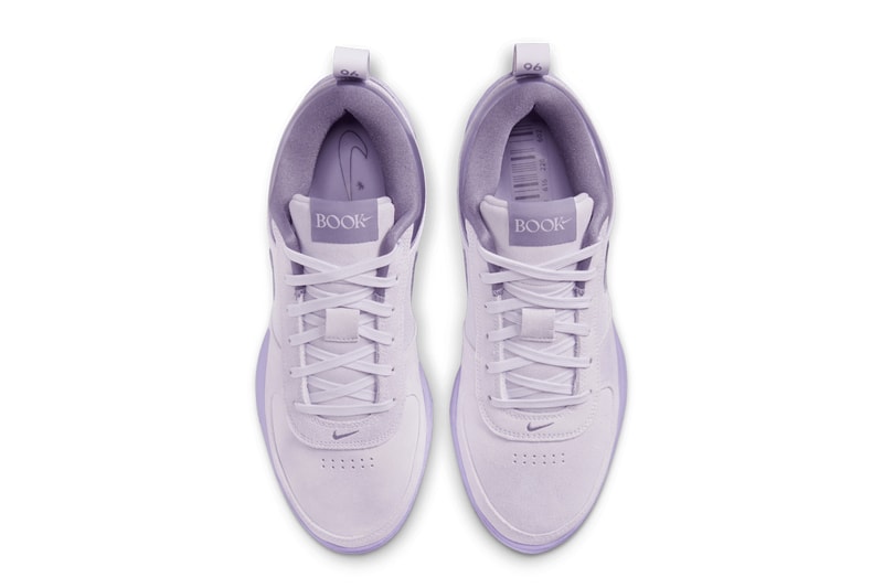 First Look at the Nike Book 1 "Lilac Bloom" FJ4249-500 july 18 snkrs devin booker swoosh purple phoenix suns nba basketball shoes