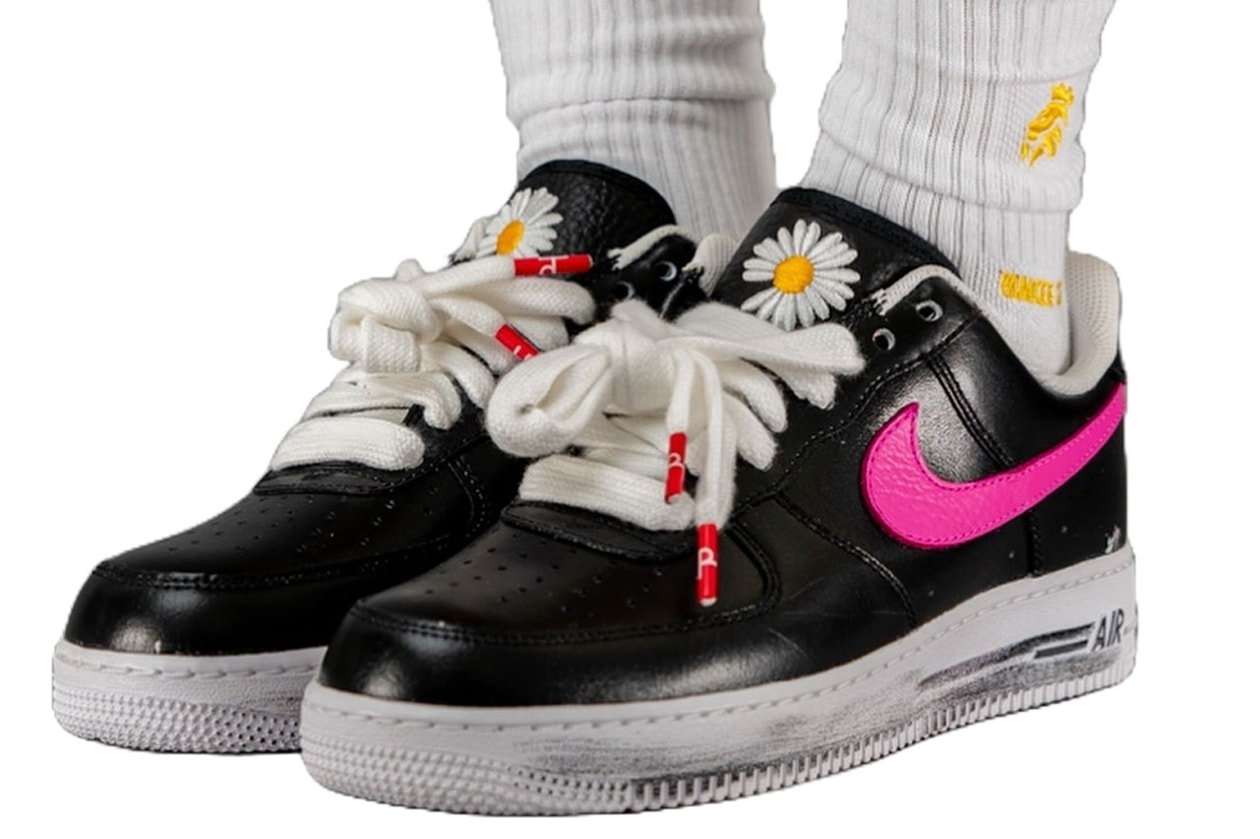 PEACEMINUSONE x Nike Air Force 1 Para-Noise 3.0 G-Dragon AQ3692-004 “Black/New Emerald-Pinkfire II-Tour Yellow-Blue Gale” on foot images official look drop price 