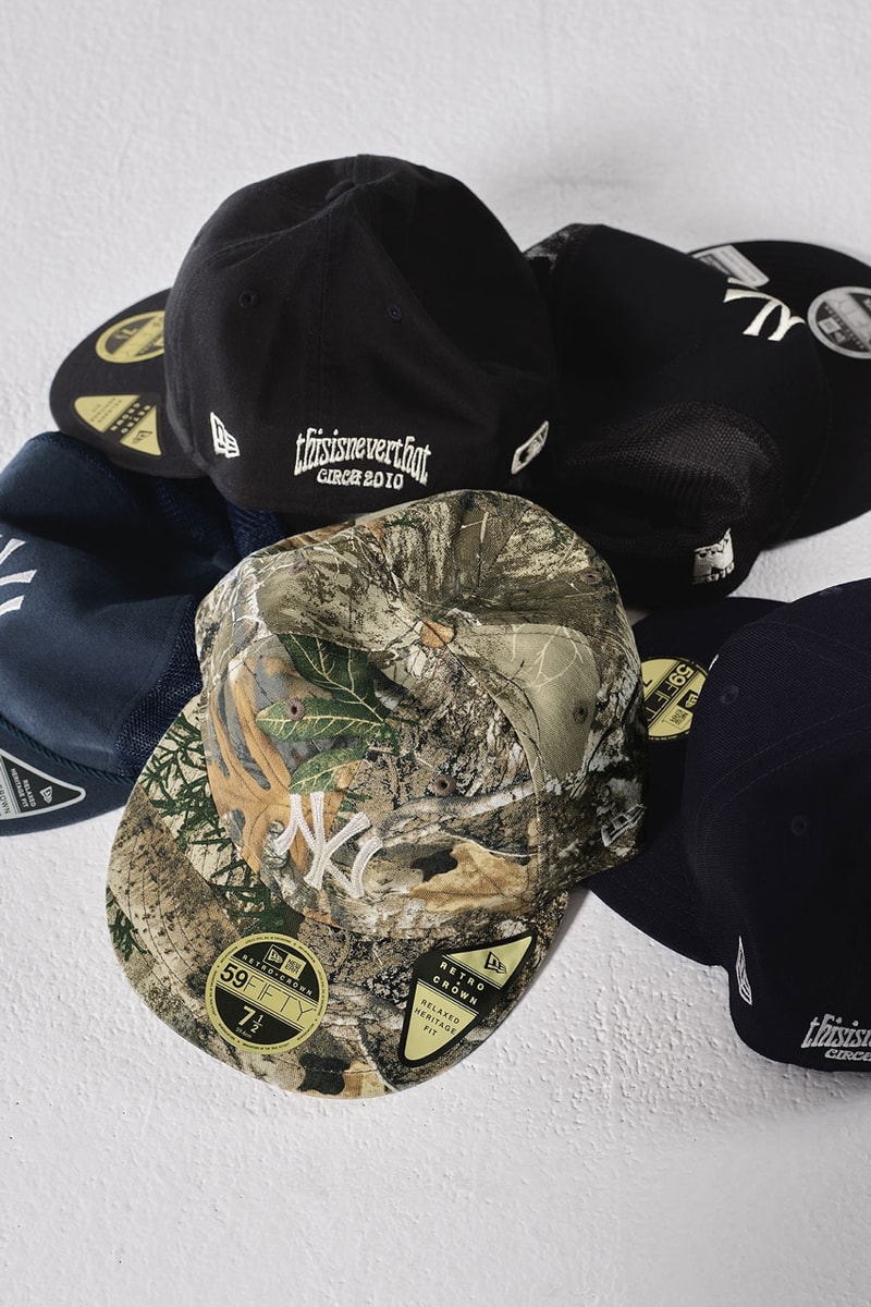 thisisneverthat x NEW ERA Pay Homage to the New York Yankees ny team mlb baseball link capsule collection this is never that fitted hat headwear camo shirt shorts denim 