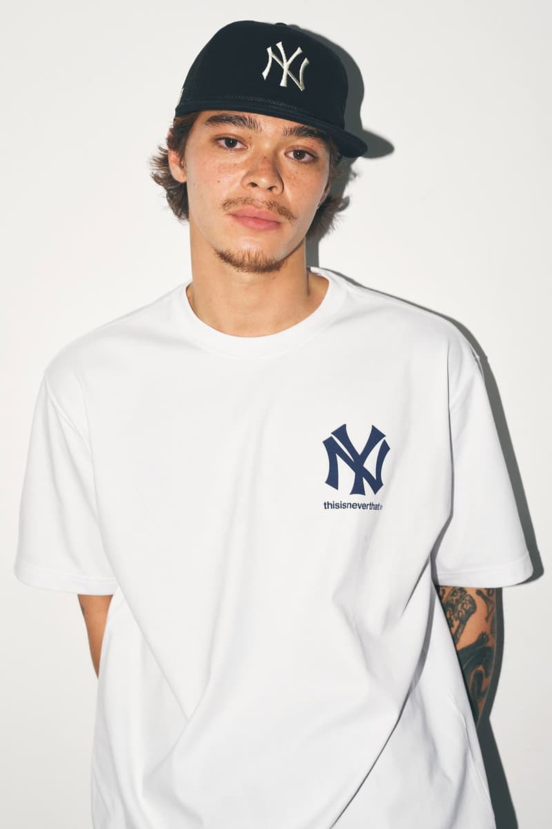 thisisneverthat x NEW ERA Pay Homage to the New York Yankees ny team mlb baseball link capsule collection this is never that fitted hat headwear camo shirt shorts denim 