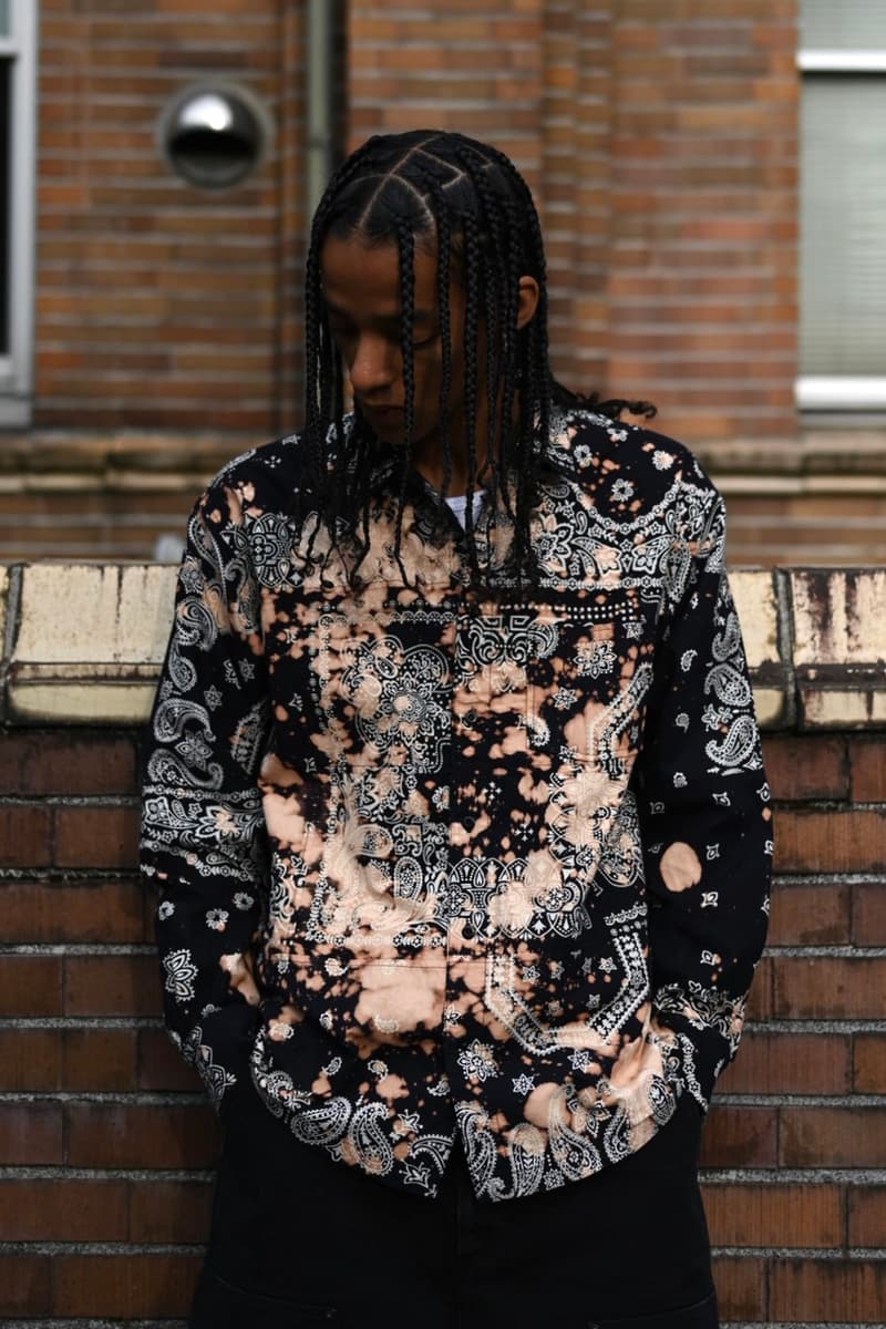 MIYAGIHIDETAKA awake ny angelo baque hand bleached repurposed bandanna shirts bespoke official release date info photos price store list buying guide