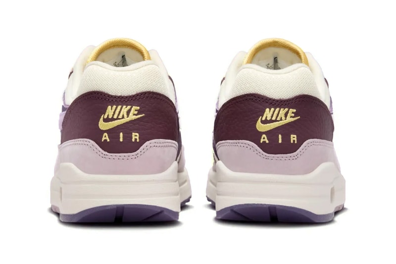 Nike Air Max 1 '87 "Hydrangeas/Dark Raisin" HQ4051-500 Dark Raisin/Hydrangeas-Light Violet Ore release info purple air max day retro leather comfortable everyday shoes 