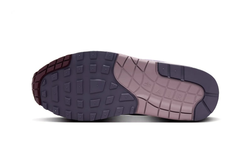 Nike Air Max 1 '87 "Hydrangeas/Dark Raisin" HQ4051-500 Dark Raisin/Hydrangeas-Light Violet Ore release info purple air max day retro leather comfortable everyday shoes 