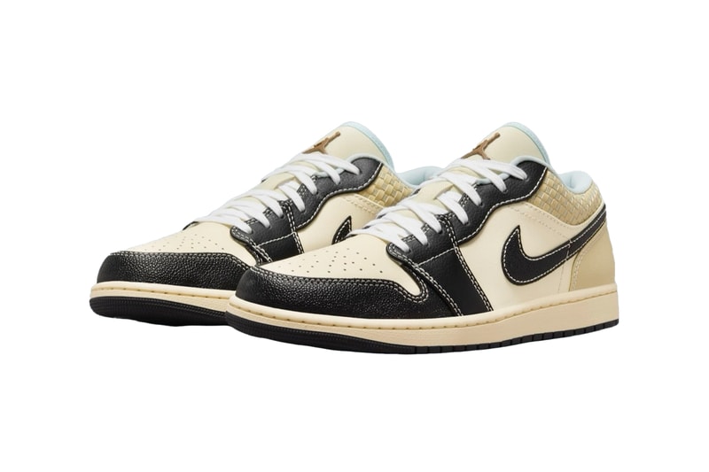 Nike Air Jordan 1 Low “Coconut Milk/Black/Muslin/Team Gold/Glacier Blue” HQ3437-101 Release Info swoosh logo