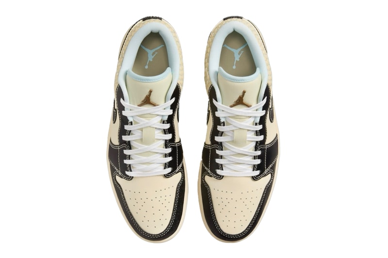 Nike Air Jordan 1 Low “Coconut Milk/Black/Muslin/Team Gold/Glacier Blue” HQ3437-101 Release Info swoosh logo