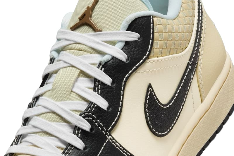 Nike Air Jordan 1 Low “Coconut Milk/Black/Muslin/Team Gold/Glacier Blue” HQ3437-101 Release Info swoosh logo