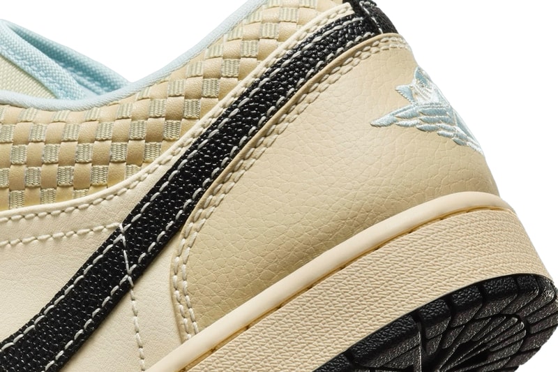 Nike Air Jordan 1 Low “Coconut Milk/Black/Muslin/Team Gold/Glacier Blue” HQ3437-101 Release Info swoosh logo