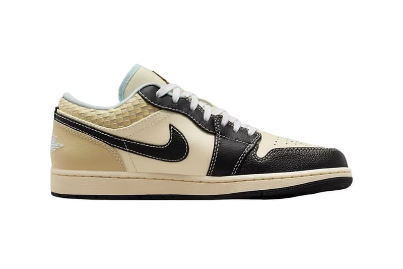 Nike Air Jordan 1 Low “Coconut Milk/Black/Muslin/Team Gold/Glacier Blue” HQ3437-101 Release Info swoosh logo