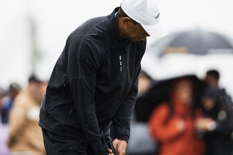 tiger woods sun day red open championship royal troon waterproof weather rain gear half zip jacket 3l pant