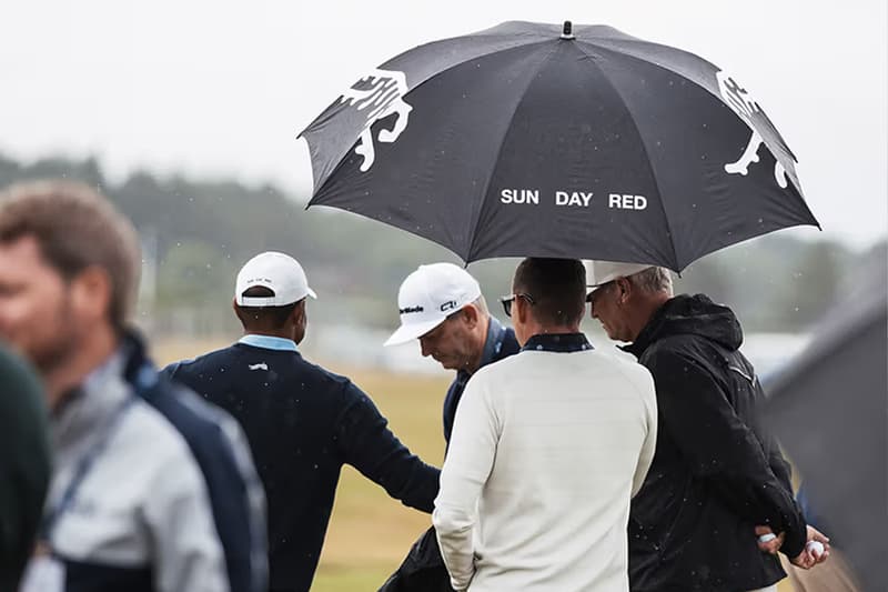 tiger woods sun day red open championship royal troon waterproof weather rain gear half zip jacket 3l pant