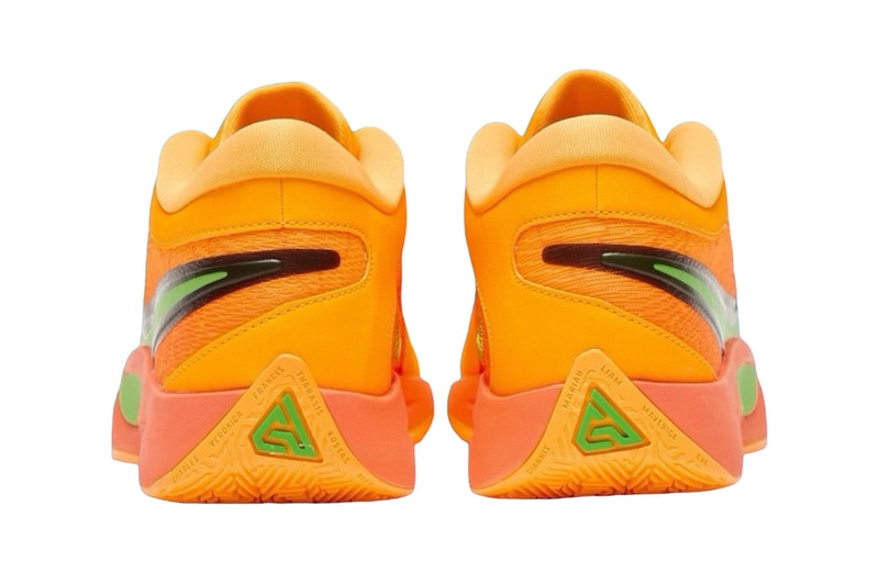 Official Look at the Nike Giannis Freak 6 "Laser Orange" Light Wild Mango/Action Green-Black-Laser Orange FJ7792-601 giannis antetokounmpo milwaukee bucks nba basketball shoe greek freak october fall