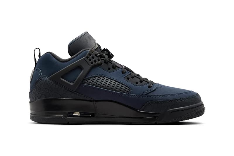 Jordan Spizike Low Receives a Stealth Edition in "Dark Obsidian" jordan brand Dark Obsidian/Light Violet Ore-Black-Anthracite jumpman basketball hybrid shoe sneaker basketball swoosh