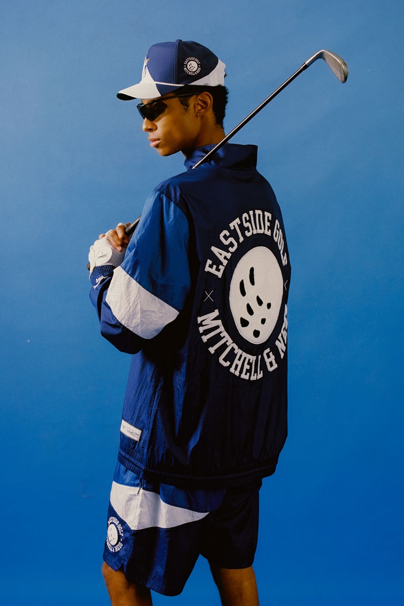 Mitchell & Ness x Eastside Golf Link Up on Clean Capsule release apparel fashion drop price link website store basketball sports nylon pullover hoodie accessories driver head cover ball marker tee green