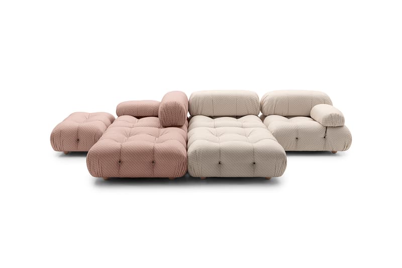Stella McCartney x B&B Italia Camaleonda sofa Le Bambole armchair S-Wave monogram sustainable pink and beige COLOURLIVING Art Basel Miami Bea