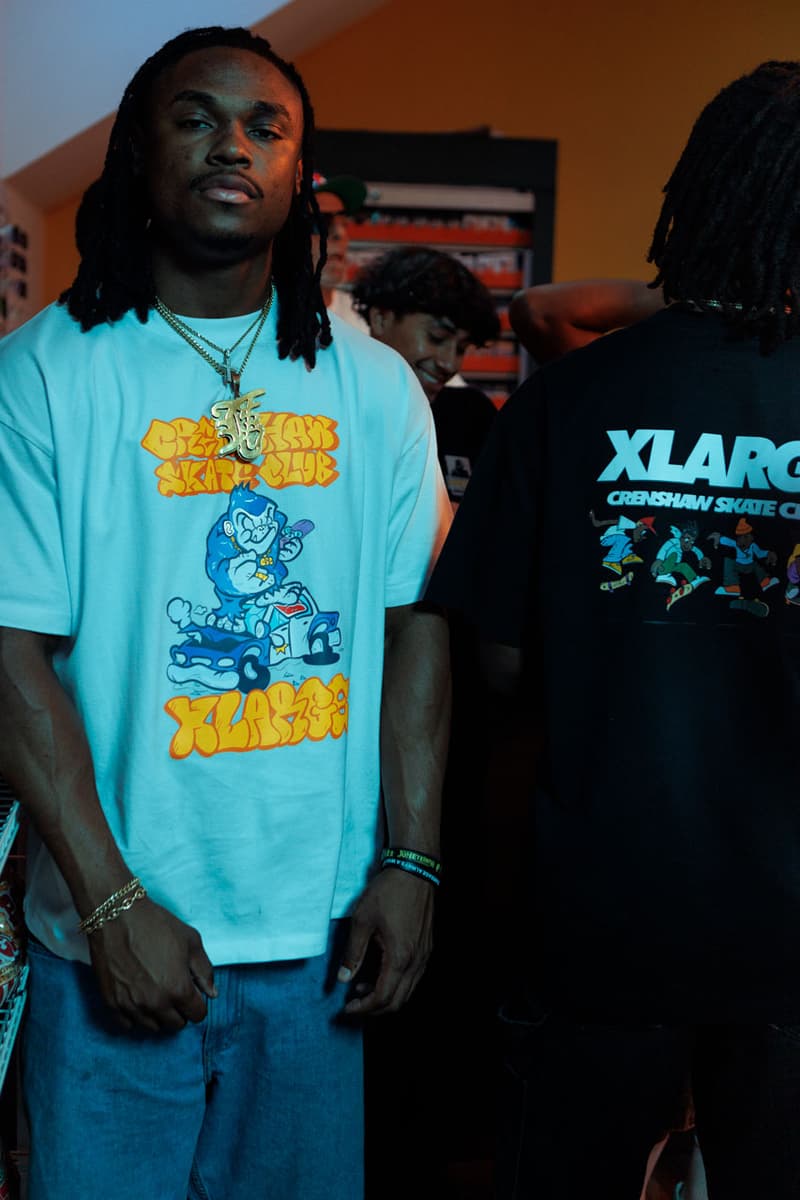 Crenshaw Skate Club Partners with XLarge on a Rhinestone-Adorned Range tobey south central randall carden katz short film release capsule collection info skateboard link price website japan skate denim jewel t shirt graphic california west coast asia x large xl