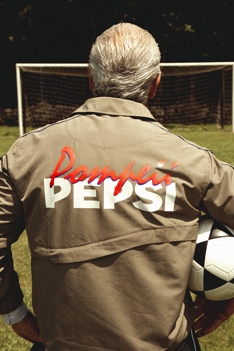 Pompeii x Pepsi football summer collection collaboration t-shirts jerseys windbreaker cap blue red white La Pretemporada