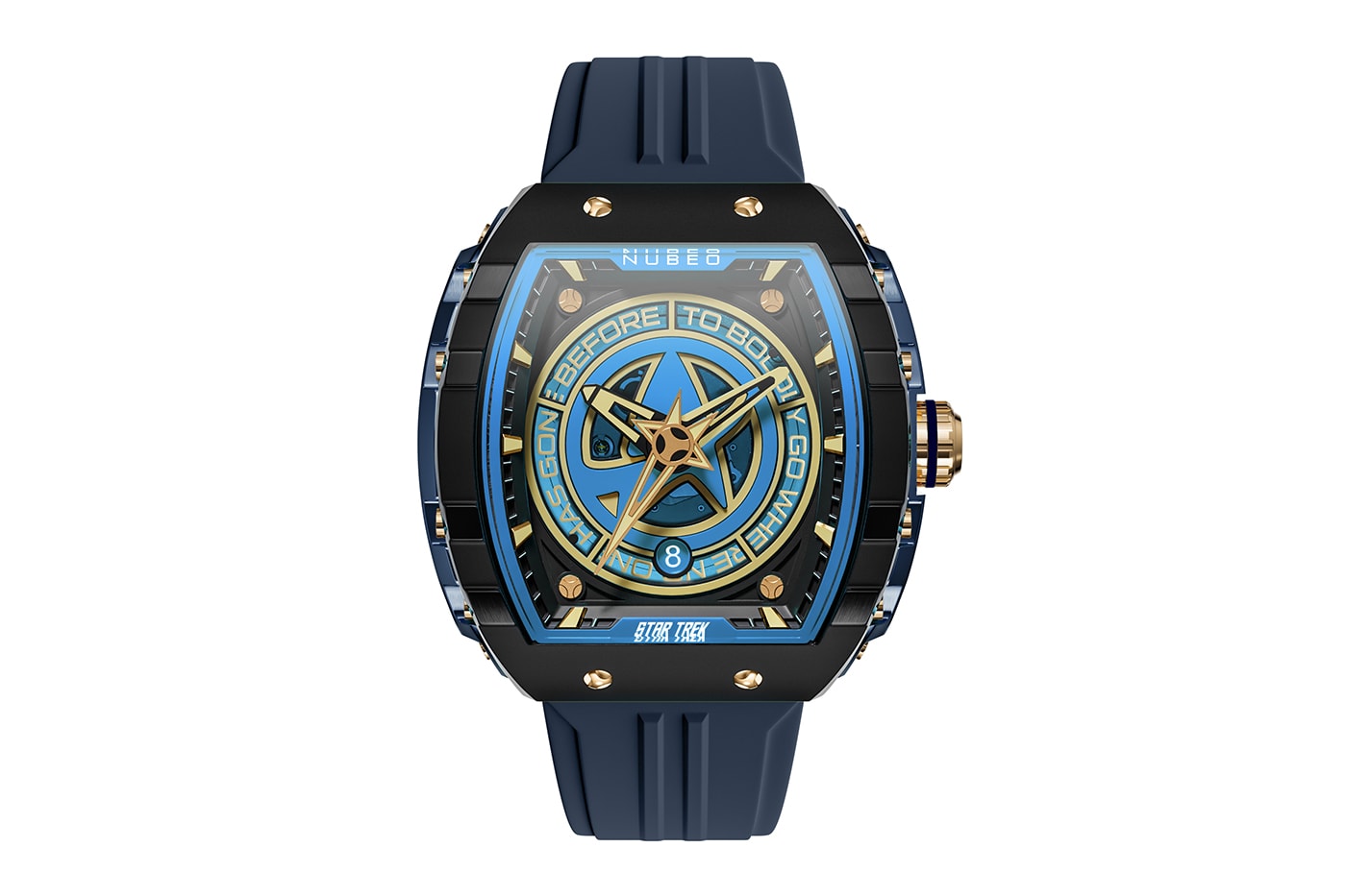 Nubeo x 'Star Trek'  Magellan Automatic Starfleet Limited Edition NB-6098 Watch Collaboration Release Info Explorer Yellow, Danger Red, Warp Blue Beam Black