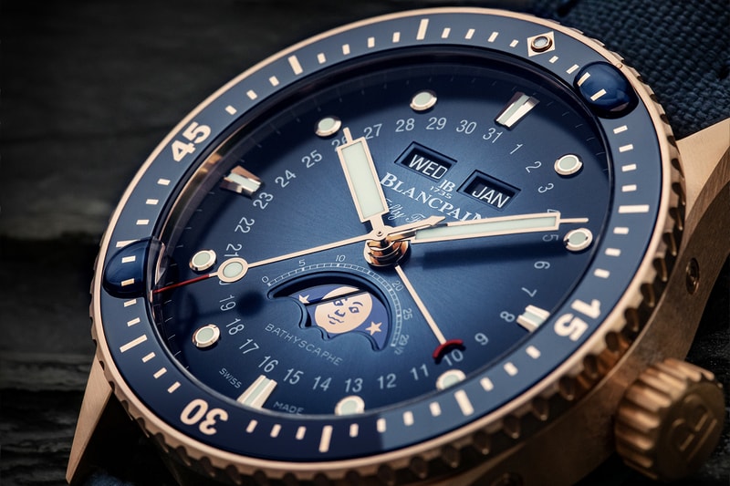 Blancpain Fifty Fathoms Bathyscaphe 18k Red Gold  Quantième Complet Phases de Lune Ref. 5054-3640-76S Chronographe Flyback Ref. 5200-3640-76S Release Info