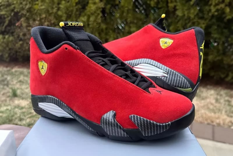 Air Jordan 14 "Ferrari" To Return Next Year IF5015-600 swoosh suede carbon fiber red yellow speed racecar italian craftsmanship retro basketball shoe sneaker jumpman jordan brand