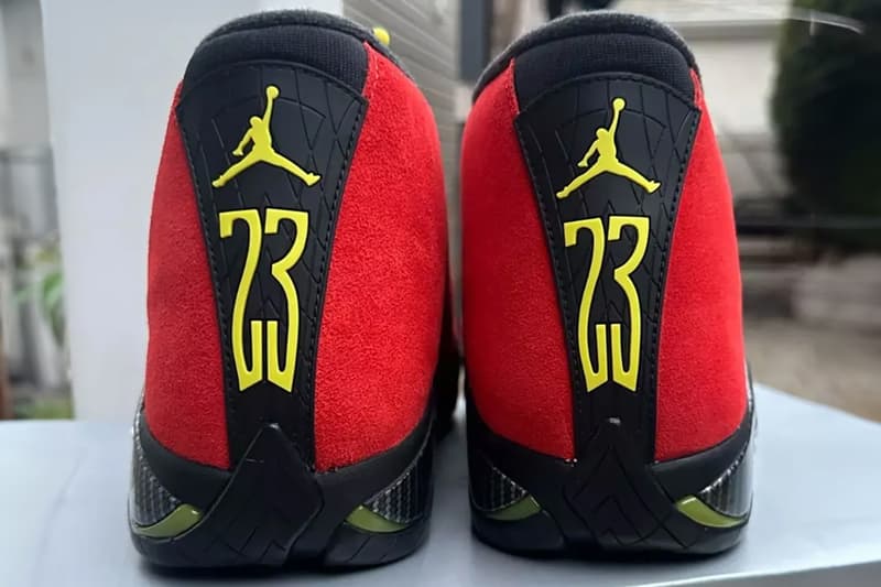 Air Jordan 14 "Ferrari" To Return Next Year IF5015-600 swoosh suede carbon fiber red yellow speed racecar italian craftsmanship retro basketball shoe sneaker jumpman jordan brand
