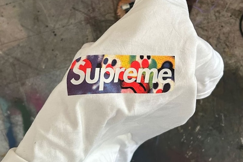 Olaolu Slawn Reveals Upcoming Supreme Box Logo T-Shirt Collaboration teaser twitter x artist graphic artwork teaser central cee uk pop art british nigerian spray paint
