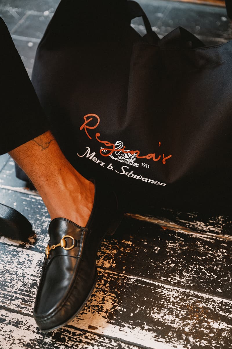 Regina's Merz B. Schwanen Unveil High-Style Workwear Capsule beannie t shir oversized tote bag