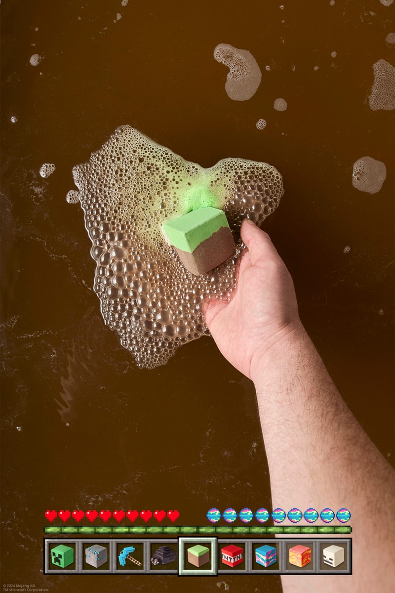 LUSH minecraft bath jellies bombs soap totem of undying overworld grass block diamond ore enderman creeper skeleton british beauty brand