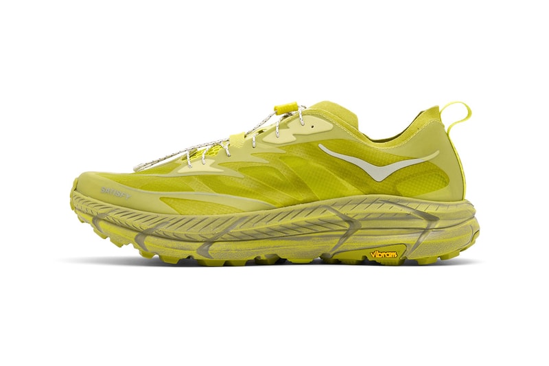 HOKA x SATISFY Running Shoe Rubber Sulfur Mafate Speed 4 Lite STSFY Vibram ProFly midsole
